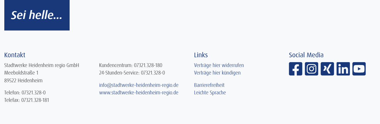Bereich für Kunden-Service